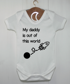 Fathers Day Rocket Baby Grow Black