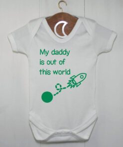 Fathers Day Rocket Baby Grow Green
