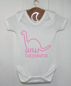 Brontosaurus Baby Grow Pink