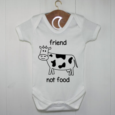 Animal Friendly Cow Baby Grow | Friend Not Food Cow | Perfect Baby Gift