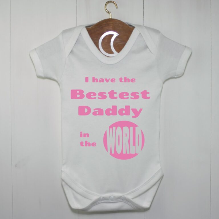 Fathers Day Bestest Daddy In The World Baby Grow Pink