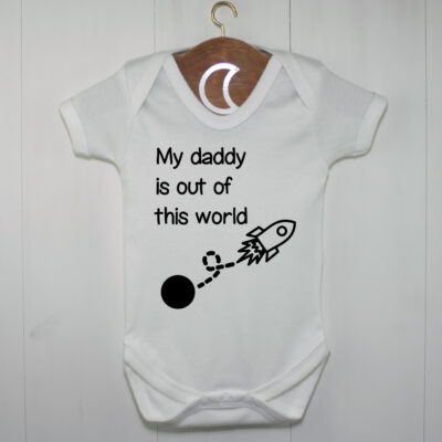 Fathers Day Rocket Baby Grow Black | Funny Father Gift