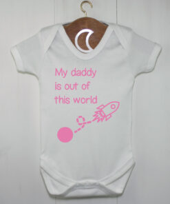 Fathers Day Rocket Baby Grow Pink