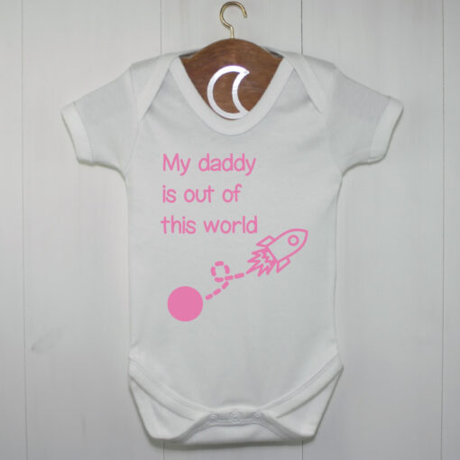 Fathers Day Rocket Baby Grow Pink