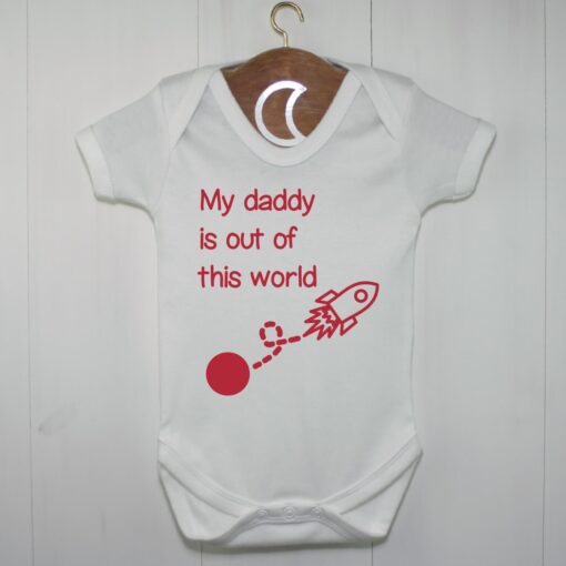 Fathers Day Rocket Baby Grow Red