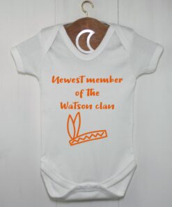 Feathers Newest Member Of The Clan Baby Grow Orange