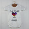 Hello World Baby Grow Rainbow Glitter | Announcement Gift