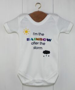 Im The Rainbow After The Storm Baby Grow Rainbow Glitter | Infant Clothes UK | Rainbow Baby Gift