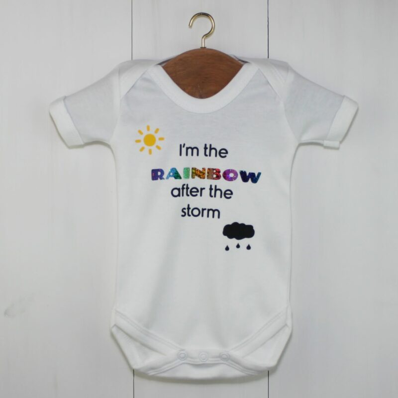 Im The Rainbow After The Storm Baby Grow Rainbow Glitter | Infant Clothes UK | Rainbow Baby Gift