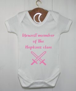 Swords Newest Member Of The Clan Baby Grow Pink