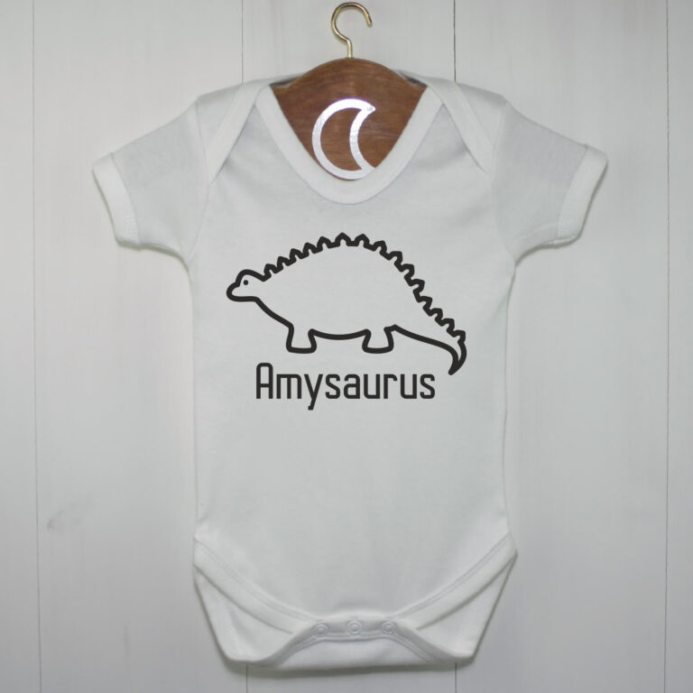 Personalised Stegosaurus Baby Grow | Dinosaur Baby Gift