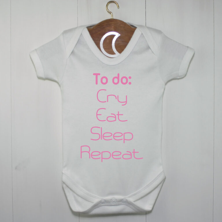 To Do Eat Cry Sleep Repeat Baby Grow Pink