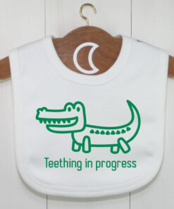 Teething In Progress Crocodile Baby Bib Green