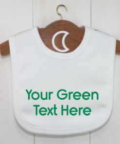 Custom Baby Bib Green Text