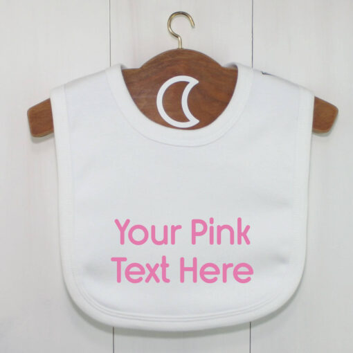Custom Baby Bib Pink Text