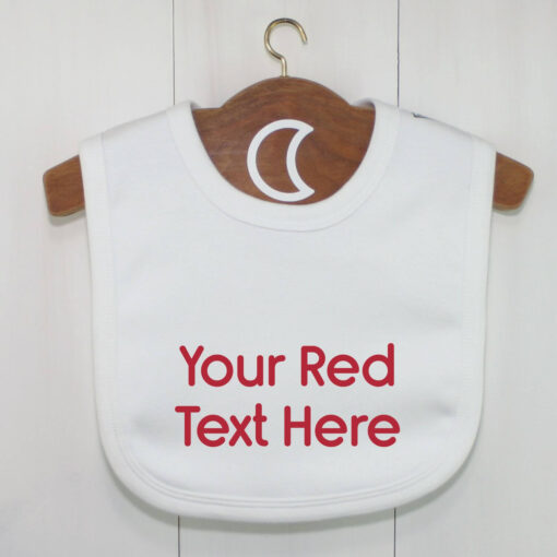 Custom Baby Bib Red Text