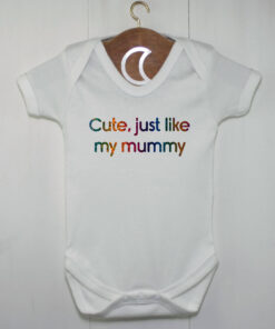 Cute Just Like My Mummy Rainbow Glitter Baby Grow