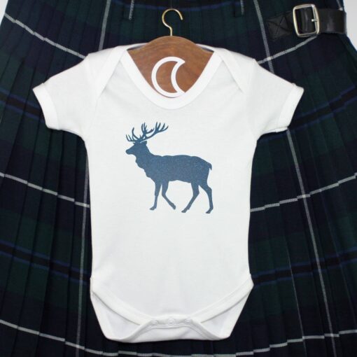 Stag Baby Grow Blue Glitter