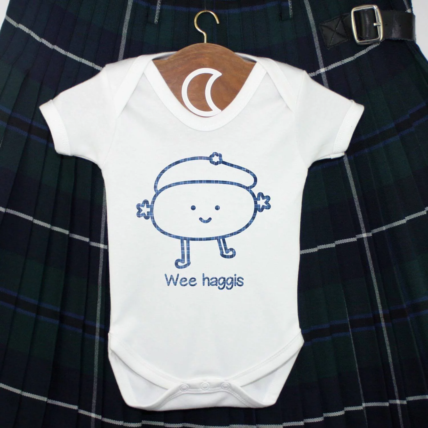 Wee Haggis Baby Grow Blue Tartan